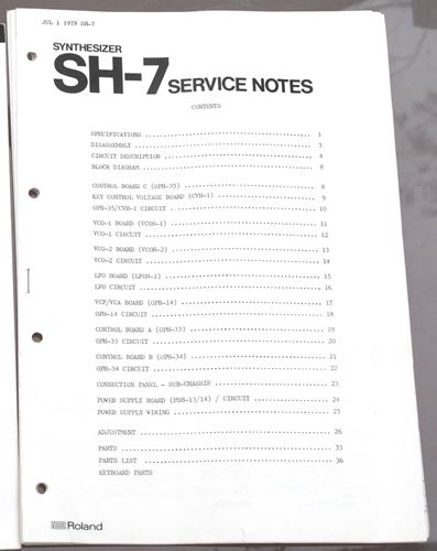 Roland-SH-7 user manual & service notes